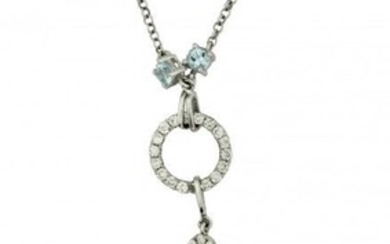 Blue Topaz and Diamond Pendant Necklace