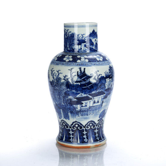 Blue and white porcelain baluster vase