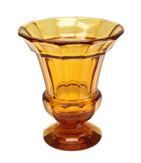 Bohemian Amber Cut Glass Vase, circa 1900