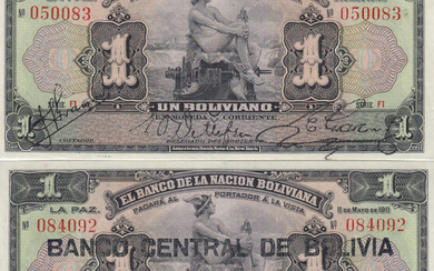 Bolivia 1 Bolivano 1911 & 1929 (2)