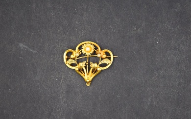 Broche-pendentif en or jaune 18k (750) orné... - Lot 132 - Rossini