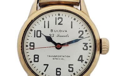 Bulova Railroad Transportation Special 23J Vintage Mens Wrist Watch