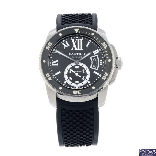 CARTIER - a stainless steel Calibre de Cartier Diver wrist watch, 43mm.