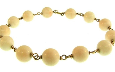 CHIC 14k Yellow Gold & Angel Skin Coral Bracelet