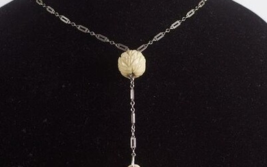 CHINESE SILVER & IVORY PENDANT NECKLACE