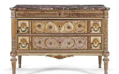 CONTINENTAL MARBLE TOP COMMODE, FIRST HALF 20TH CENTURY