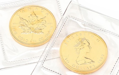 Canada, Elizabeth II, 10 Dollars 1982, Maple Leaf, F B3, 2 pcs