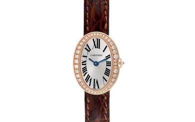 Cartier Baignoire 18K Rose Gold Diamond Ladies Watch