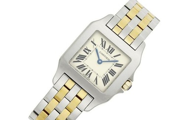 Cartier Stainless Steel and Gold 'Santos Demoiselle' Wristwatch