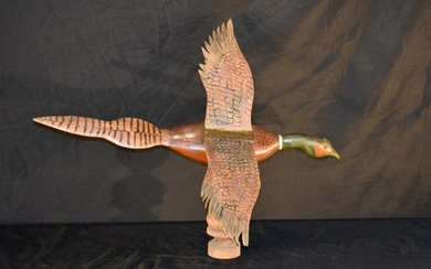 Carved, Painted In-Flight Pheasant