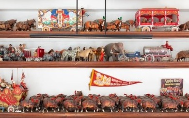 Carved and Painted Wood Barnum and Bailey’s Ringling Brothers Toy Circus Early to mid-20th