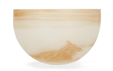 Charles Bray, 1922-2012, a glass bowl, 1988, with sand-blasted exterior, polished interior, 18.5cm high, 30cm diameter ARR Provenance: a gift from Faith Raven, 1989.