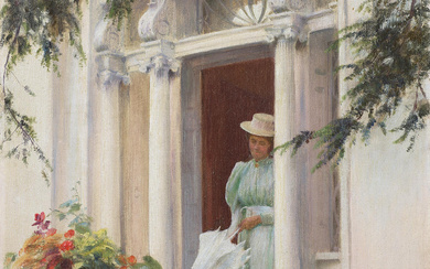 Charles Courtney Curran (1861-1942) Old Colonial Doorway 12 1/8 x...