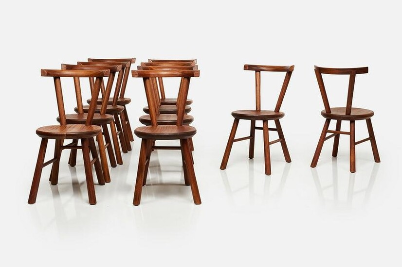 Charlotte Perriand Style, Sculptural Dining Chairs (10)
