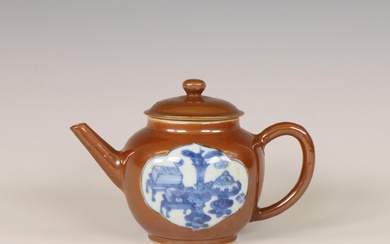 China, café-au-lait-glazed teapot and cover, 18th century