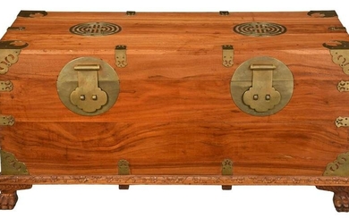 Chinese Brass Mounted Camphor Wood Trunk