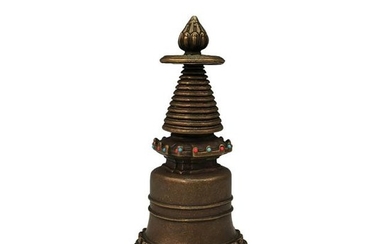 Chinese Buddhism Bronze Stupa