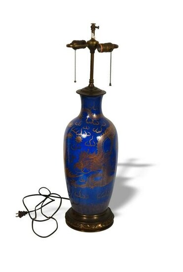 Chinese Gilt Powder Blue Vase, 19th Century