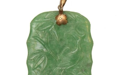 Chinese Jadeite Carved Phoenix Plaque, 19th Century