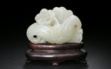 Chinese White Jade Carving of Water Chestnut, 18th