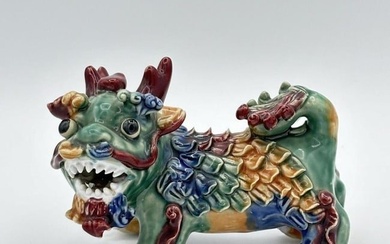 Chinese Wucai Foo Dog Sculpture