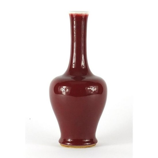 Chinese porcelain Sang De Boeuf glazed vase, six figure