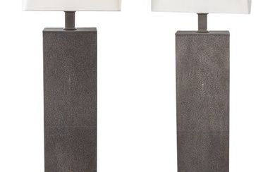 Christian Liaigre Style Faux Shagreen Lamps, Pair