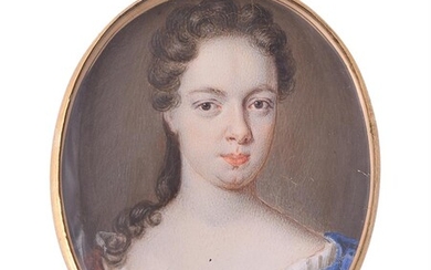 Christian Richter (Swedish 1678 - 1732), A lady, wearing orange dress with white frilled underslip