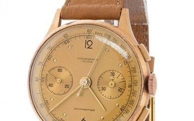 Chronographe Suisse Antimagnetique watch, ref. 1004, for men/Unisex. Case in 18kt yellow gold.