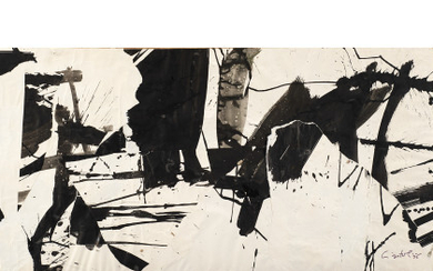 Claudio Cintoli ( Imola 1935 - Roma 1978 ) , "Untitled" 1956 ink on paper cm 63.5x120 Signed and dated 56 lower right