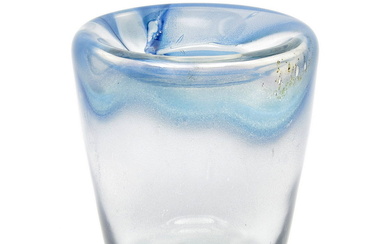 Clear glass Unica vase (X 560) with light-blue...
