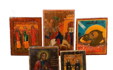 Collection of Five Miniature Icon Panels.