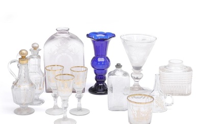 Collection of various 18th-19th century glass items. Sweden, Germany a.o. H. 7–18...