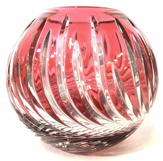 Cut Crystal Art Glass Cranberry Glass Vase