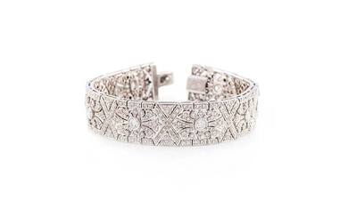 DECO 'STYLE BRACELET IN WHITE GOLD Art Deco handmade bracelet...