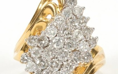 DIAMOND, YELLOW GOLD, DOMED COCKTAIL RING