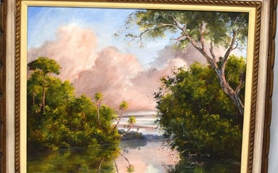 DINNY PRIVATEER INDIAN RIVER SCHOOL FLORIDA OIL PAINTING