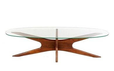 Danish Modern Teak Wood & Glass Coffee Table