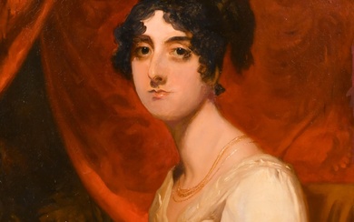 D'après Thomas Lawrence (1769-1830) Britannique. "Mrs Jeffrey Prendergast", Huile sur toile, Sans cadre 30" x...