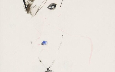 David Downton, British 1959 - Fashion illustration, 2005; ink and gouache on plastic film and ink and gouache on paper, signed and dated lower right '05', 39.4 x 29.9 cm (ARR) Note: these works were commissioned by jewellery designer Theo Fennell...