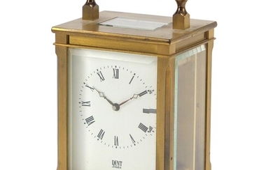 Dent of London, brass cased carriage clock with bevelled gla...