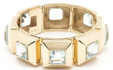 Designer 14K Gold & Aquamarine Bracelet