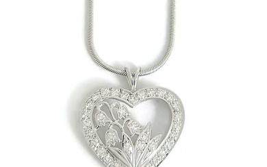 Diamond Heart Flower Necklace