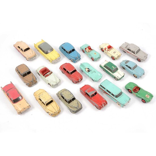 Dinky Toys, eighteen loose die-cast models including 238 Jaguar D Type.