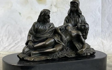 Divine Resonance La Pieta Jesus, Paul & Mary A Bronze Sculptural Ode to Christianity - 6" x 8"
