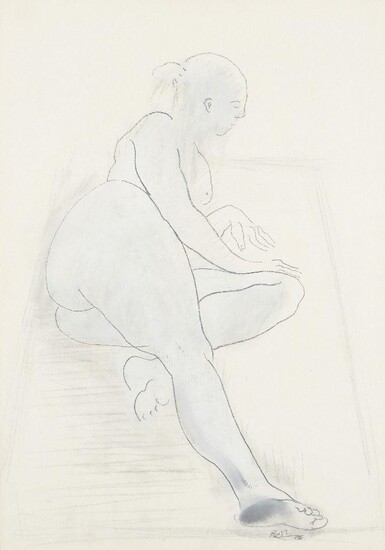 Donated to the Royal Society of Sculptors: Pauline Wittka-Jezewski MRSS, British b.1967 - Reclining Nude Study, 1988; charcoal on paper, signed and dated lower right, 55.5 x 39 cm, inscribed on the reverse 'cat. no. 97-2 for RBS 17-7-97': together...