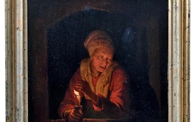Dou, Gerrit - Kopie nach: Alte Frau mit einer brennenden Kerze am Fenster