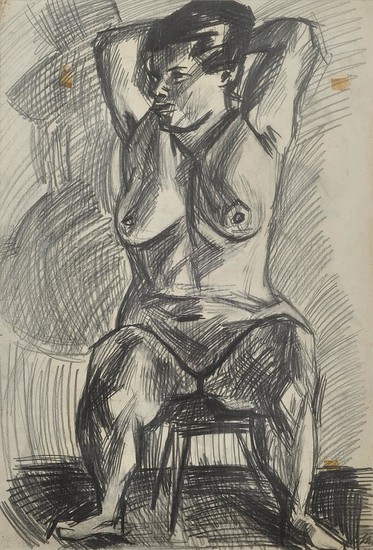 Drawing '' Seated Nude '' Querner