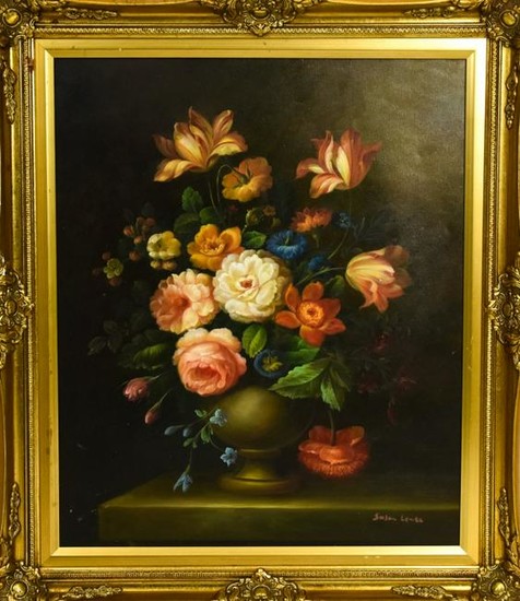 Dutch Style Floral Still Life Framed Oil Painting