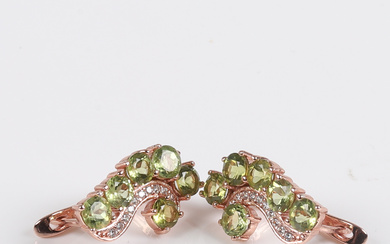 EARRINGS, Rose gold plated sterling silver, Peridots.